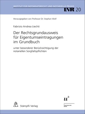 cover image of Der Rechtsgrundausweis für Eigentumseintragungen im Grundbuch